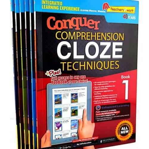 6 Pcs/Set Sap Conquer Comprehension CLOZE Techniques Grade 1-6 Children Primary School English Learning Reading Textbook