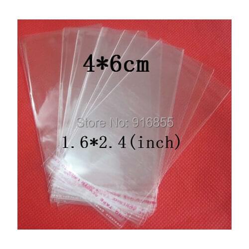 Free Shipping 1000pcs/lot 6*4cm Clear Resealable Cellophane Packing Plastic Self Adhesive Seal OPP Package bags for jewelry