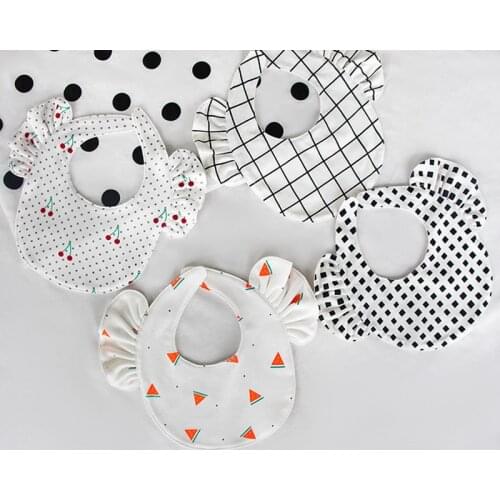 Baby Bibs Double Cotton Bibs Cute Little Wings Print Saliva Towel Baby Boys Girls Feeding Apron Cotton Bandana Bibs Baby Stuff