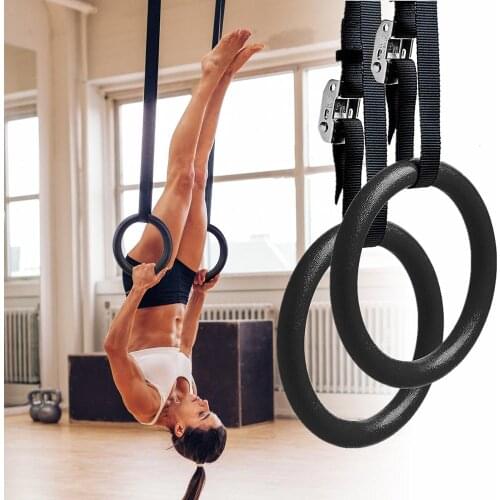 28mm Gymnastics Rings ABS Fitness Olympic Gym Rings with Adjustable Buckle Straps for Body Strength Pull-Ups Training