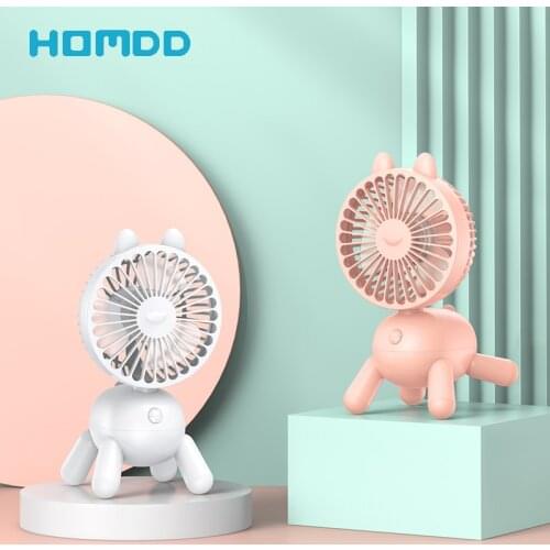 HOMDD Mini Desktop Electric Fan For Summer Office Home Air Conditioning Mute USB Rechargeable Cartoon Shaking Head Fan