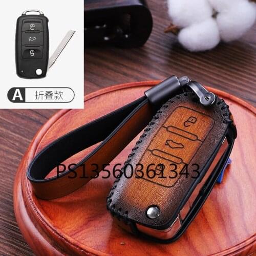 Suitable for Skoda Octavia Rapid Superb Fabia Karoq Kamiq leather key case buckle shell