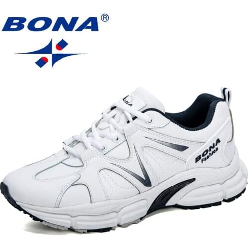 BONA 2020 New Designers Running Shoes Men Outdoor Sports Shoes Action Leather Sneakers Man Casual Nonslip Walking Footwear Male