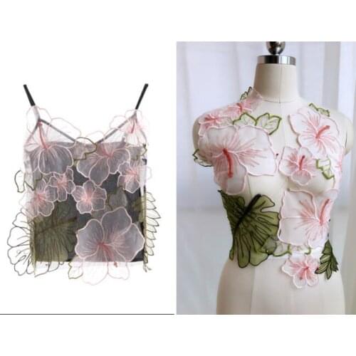 1 Set(5 Pieces) Fairy Large Flower Pink Appliques Lace Motifs Embroidered Lace Wedding Dress Organza Diy Lace Applique Fabrics