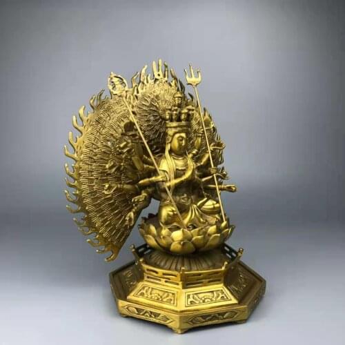 Brass thousand hands Guanyins ancient Oriental home furnishings Asian mystery Avalokitesvara home to ward off evil spirits