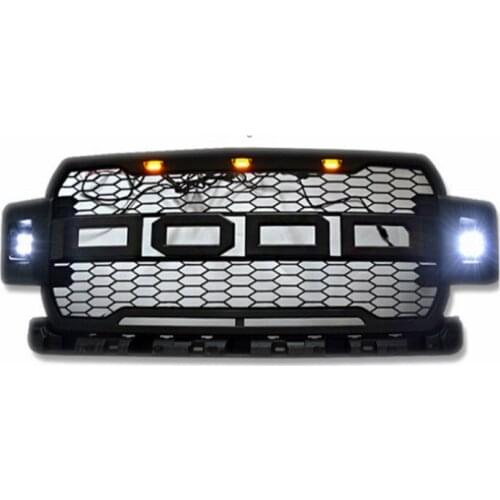 Racing Bumper Grill Perfect Fitment ABS Material Front Grille with Light For Ford F150 2018 2019 2020 Matte Black Raptor Style