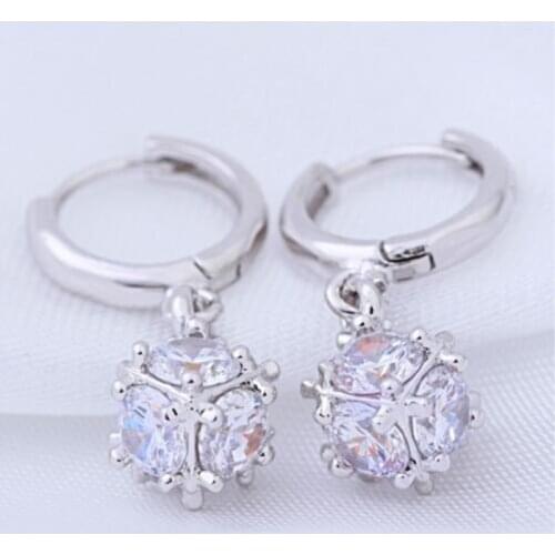 Fine Zircon 925 Sterling Silver Charm Ball Pendant Fashion Earrings Ring Party Wedding Jewelry for Beautiful Women Ladies SE085