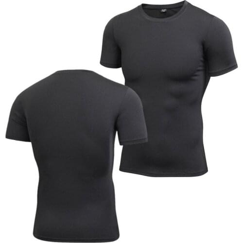 Man Summer Compression T-Shirts Elastic Quick Drying Basketball Running Short Sleeve Sports Tight Base Layer Tops