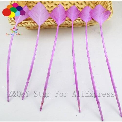 Natural turkey 25-30CM nesting feather front cut tip dyed light purple DIY craft accessories feather