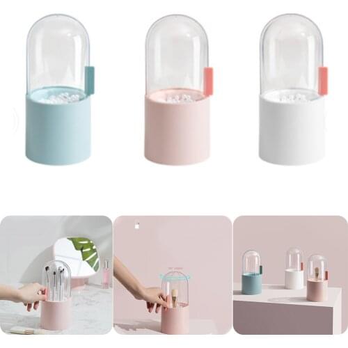 Makeup Brushes and Pencil Holder 8.7" Height Cosmetics Organizer with Clear Lid Slide Window makeup brush holder Tools