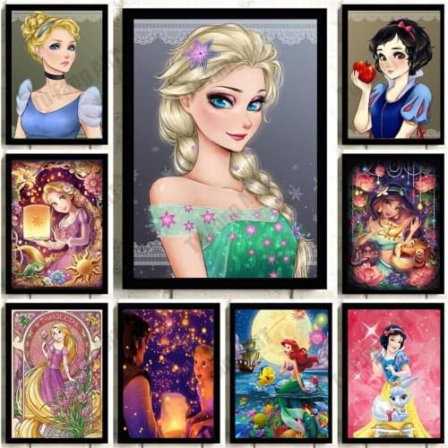 Disney Princess Canvas Painting Alice In Wonderland Cartoon Girl Wall Art Anime Posters and Prints Pictures Living Home Decor