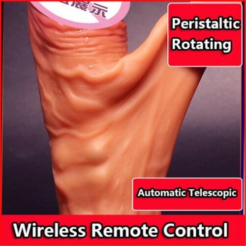 Realistic Penis Remote Control Telescopic Rotating Bead Silicon Dildo Vibrator G spot Masturbator Lesbian Sex Toys for Woman 18