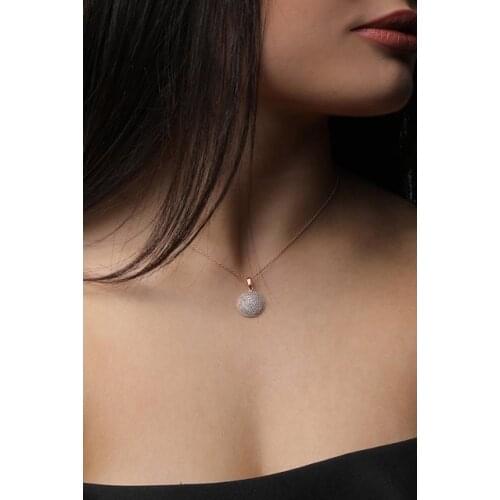 Silver Zircon Stone Medallion Design Necklace