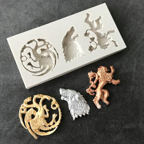 3 New Wolf Lion Badge Epoxy Resin Silicone Mold for DIY Handmade Ornaments Plaster Jewelry Kids Toys Key Chain Fondant Mould