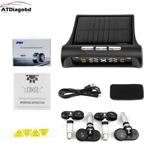 Newest Solar Power USB Car Tire pressure alarm Monitoring System LCD Display external sensor auto security warning monitor/gause
