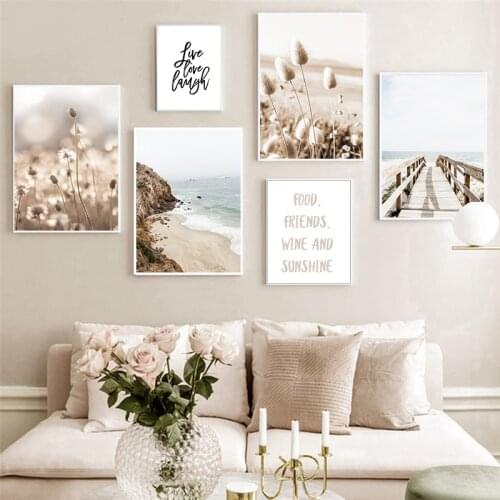 Nordic Scenery Canvas Painting Bridge Grass Flower Landscape Quote Wall Art Poster Scandinavian Print Modern Picture Home Decor