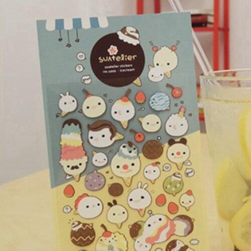 Suatelier Icecream Stickers Cute Scrapbooking DIY Junk Journal Diary Stationery Korean Sticker For Kids Hobby Craft Supplies