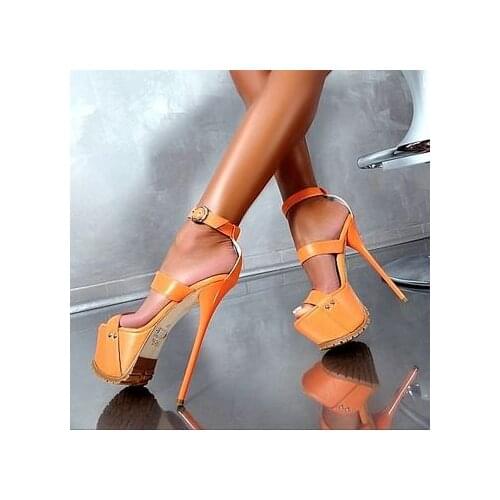 Carpaton Super High Platform High Heel Sandals Woman Summer Open Toe Ankle Strap Shoes Cutouts Gladiator Sandal Dress Heels