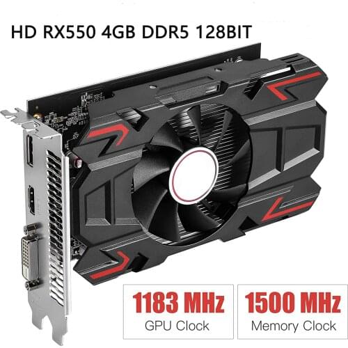 HD RX 550 Graphics Card 1183MHz 4GB 128-Bit GDDR5 PCI Express DP/HDMI/DVI-D Ports 4K Output For Desktop PC Game Entertainment