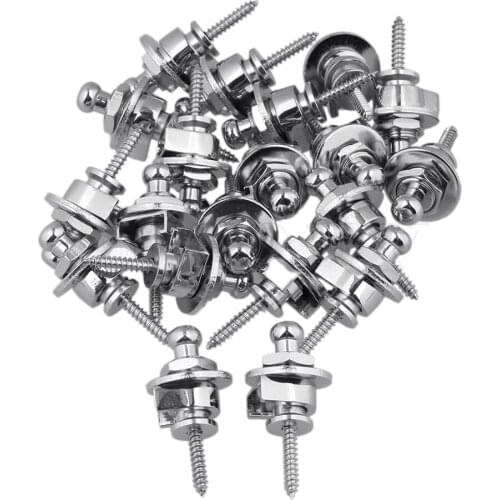 Yibuy Chrome Metal Round Head Guitar Strap Lock Pins Button Knob Guitar Replacment