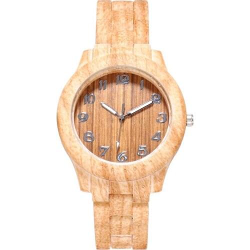 Women Wristwatches Wooden Grain Round Dial Arabic Number Resin Band Analog Quartz Wrist Watch Casual Clock Watches Gift