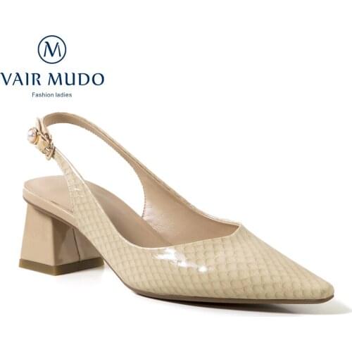 VAIR MUDO High Heels Women Pumps Shoes Patent Leather Round Toe Fashion Elegant Casual Spring Summer Autumn Fashion Solid D189L