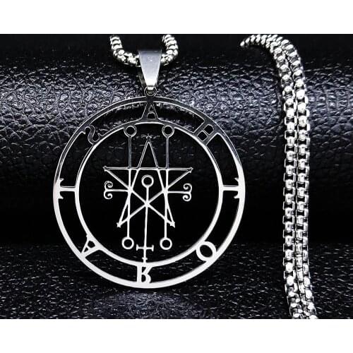 Astaroth Sigil Goetia Stainless Steel Necklace Solomon Demon Seal Satan Sigil satanique patch PIN Jewelry collier femme N3034S03