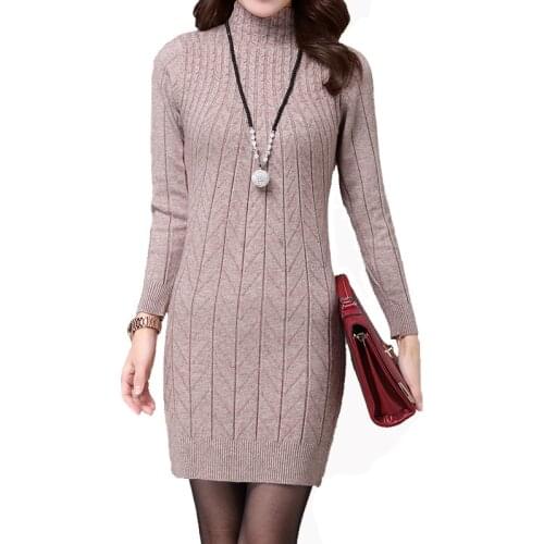 2019 Autumn Winter Women Sweater and Knitted Dresses Fashion Casual Pullover Female Elegant Mini Dress Vestidos Feminino R1089