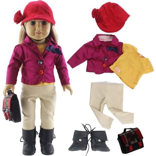 1 Set Beautiful Horse Riding Suit Outfit 18 inch Doll Clothes for 18'' American Doll B25