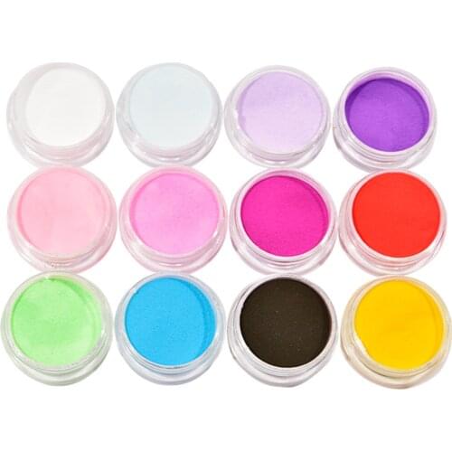 12 Colors Acrylic Powder UV Gel Powder Dust Design Decoration Nail Art TipS Builder Glitter Coating Set Acrylic Nail Powder #T1