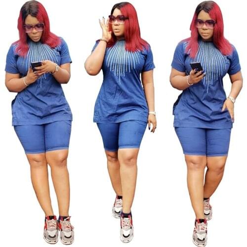 2020 African women clothing Africa summer short sleeve dashiki set design lady blouse top with pants