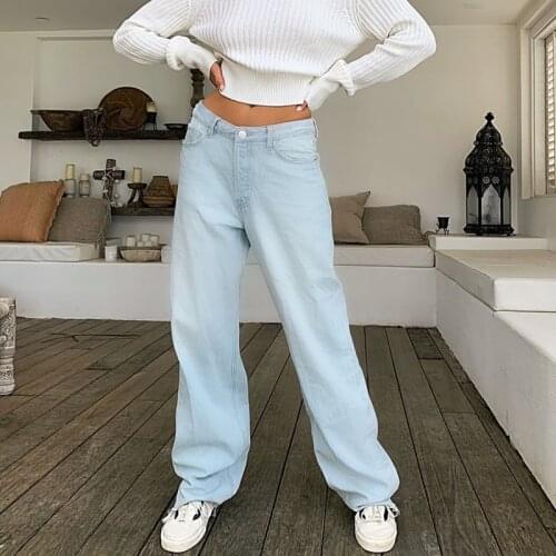 2021 Trendy Sexy Baggy Jeans Women Denim Pants High Waist Loose Wide Leg Pants Hip Hop Casual Straight Trousers Streetwear