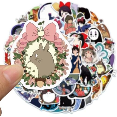 50/100Pcs Japanese Anime Stickers Ghibli Hayao Miyazaki Totoro Spirited Away Princess Mononoke KiKi Stationery Sticker Gift