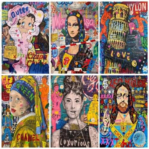 5D DIY Diamond Painting Graffiti Portraits Diamond Mosaic Abstract Color Famous People Sale Rhinestone Embroidery Cross Stitch