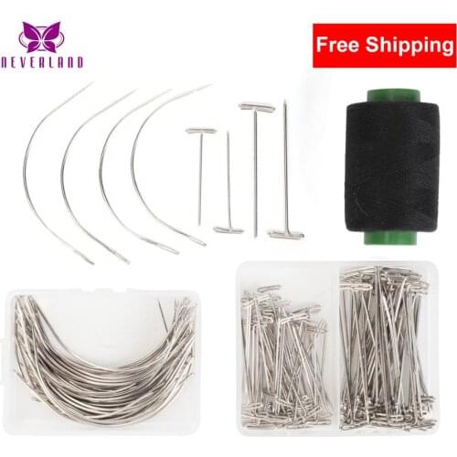 61pcs/set T Pins C Needles Wig Sewing Cord for Holding Wigs Hair Extender Wig Making Blocking Knitting Modelling Hair DIY Tools