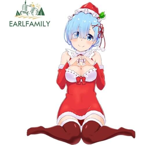 EARLFAMILY 13cm x 10cm Anime Car Sticker Re Zero Kara Hajimeru Isekai Seikatsu Rem Render DIY Anime Waterproof Accessories