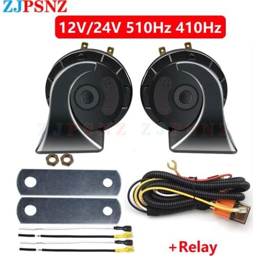 12V 24V Car Snail Horn 510Hz 410Hz With Relay Lorry SUV RV Caravan Motorcycles Tractor Waterproof High/Low Sound Warning