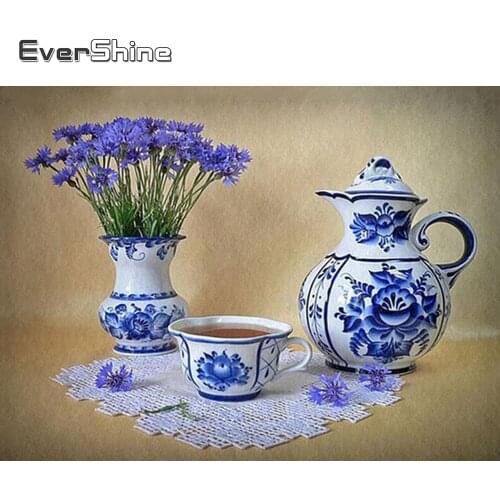 Evershine 5D Diamond Painting Flowers Vase Full Square Drill Diamond Mosaic Flowers Full Embroidery Square Drill Home Decoration