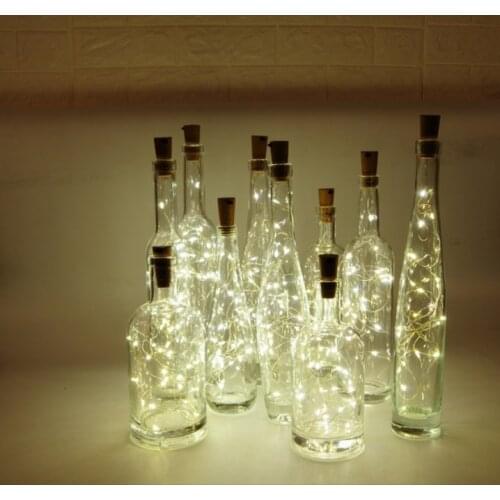 Battery Powered Garland Wine Bottle 1M 2M LED Lights with Cork Copper Wire Colorful String for Party Wedding Decor