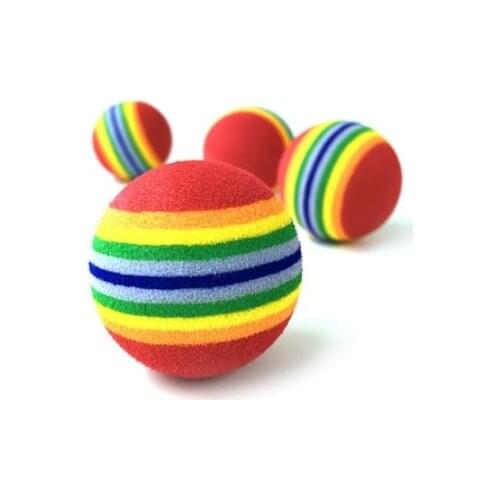 1PC Cats And Dogs Toys Ball Chew Toy Pet Kitten Ball Rainbow Elastic Rubber 3.5 Cm Funny For Pet Chewing Toys Ball Accessories