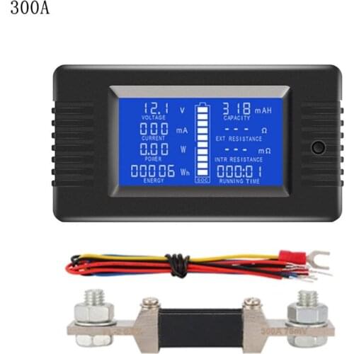 DC 0-200V 50A/100A/200A/300A Battery Tester Monitor Voltage Current Impedance Capacity Watt Ampere Power Energy Time Meter