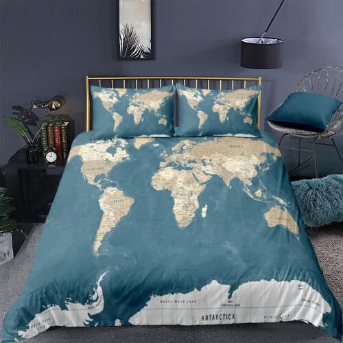 World Map Bedding Set Printed Duvet Cover With Pillow Covers For Adults Decor Home Textiles Single Double Full Twin Queen Size