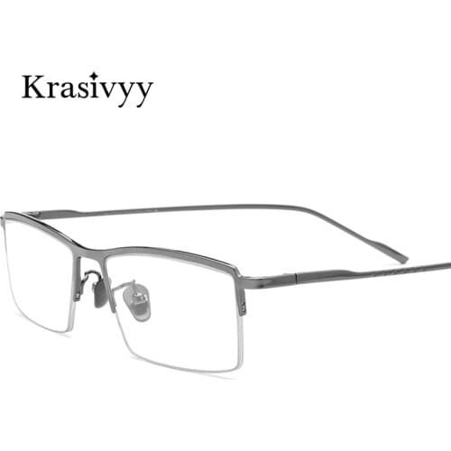 Krasivyy Pure Titanium Glasses Frame Men 2020 New Prescription Eyeglasses Frame Square Half Frame Myopia Optical Eyewear