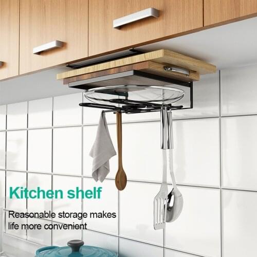 Wonderlife Kitchen Shelf Punch-Free Hanging Pot Cover Cutting Board Drain Storage Rack Home Bathroom Cabinet Rag Cup Rack