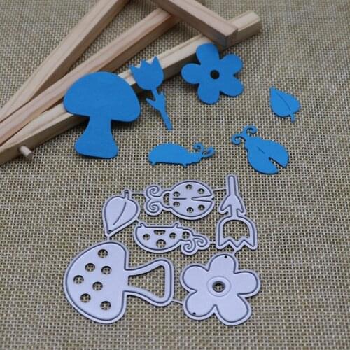 Metal Cutting Dies Mushroom Beetle Bud Flower Album Cards Paper Craft DIY Scrapbooking Making Template 2021 New Arrival