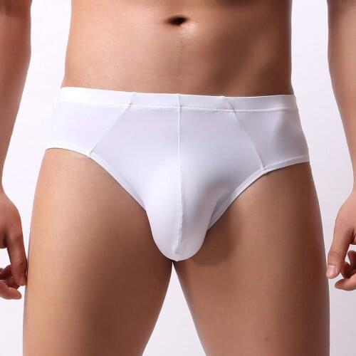 Sexy Gay Underwear Men Briefs Shorts Ice Silk Panties Man Solid Breathable U Convex Pouch Underpants Cueca masculina M-XXL