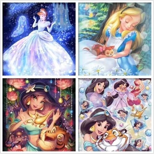 5D DIY Diamond Painting Disney Cartoon Alice in Wonderland Full Drill Cross Stitch Kits Embroidery Mosaic Landscape Home Decor