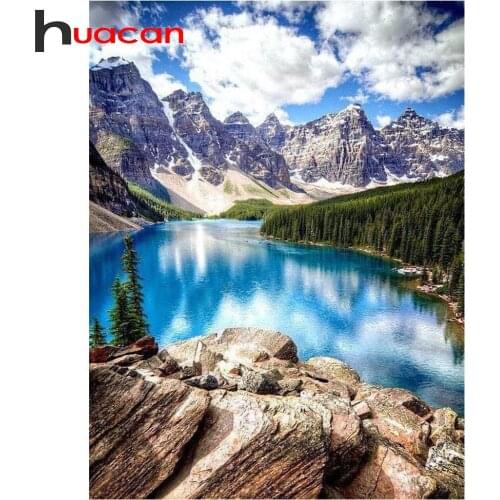 Huacan 5d Diamond Art Painting Mountain Kit Landscape Full Square Diamond Mosaic Embroidery Home Decoration
