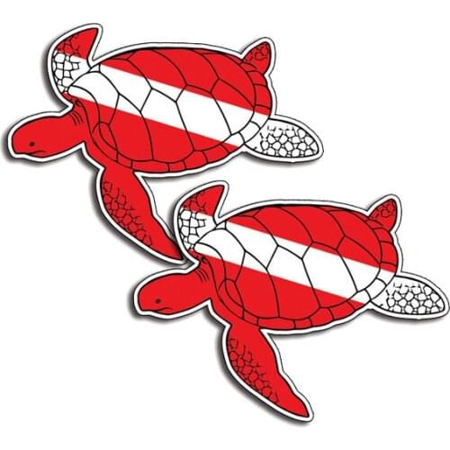 Lovely 2 X Fashion Car Sticker Turtle Scuba Diving Down Decor PVC Decal Cover Scratches for Logan Peugeot Mercedes Kia,10cm*7cm