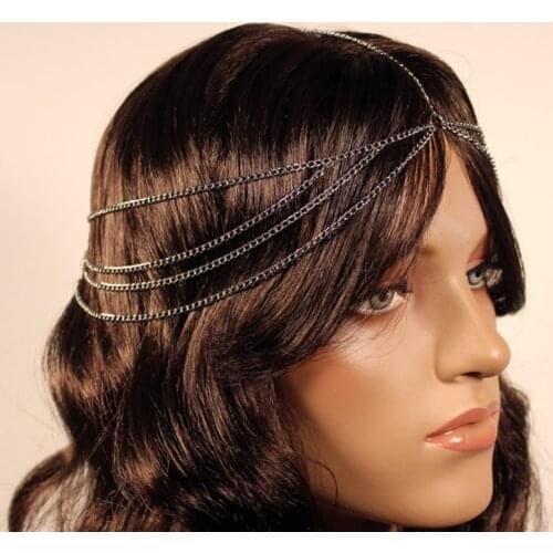 2018 New Gold Color Head Chain Hair Jewelry ornamentation tiara noiva Tassel Bindi hair accesories Boho Headband